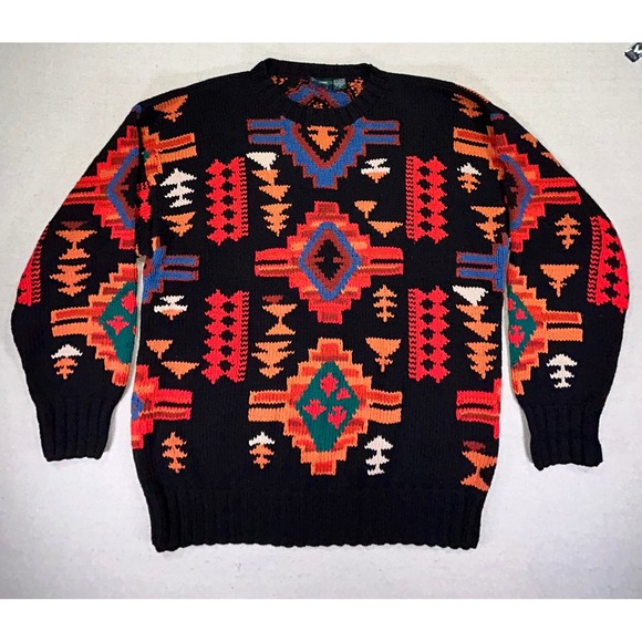 HAMMACHER SCHLEMMER Men's XL Heavy Knit Sweater Aztec Nordic Fishermen Hong Kong - Picture 1 of 5